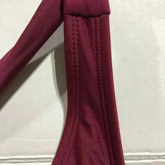 Kona Sol Macrame Cut out low cut One Piece Burgundy Swimsuit,cross back scoop - Picture 8 of 11